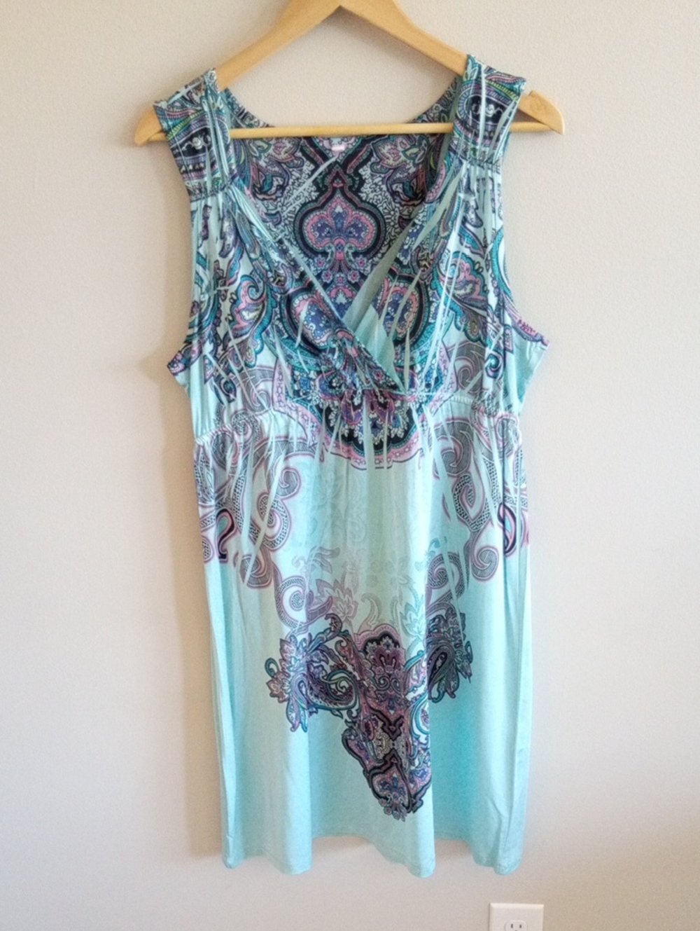 Paisley Sleeveless Aqua Blue House Dress Loungewear Size XL Cool Comfort